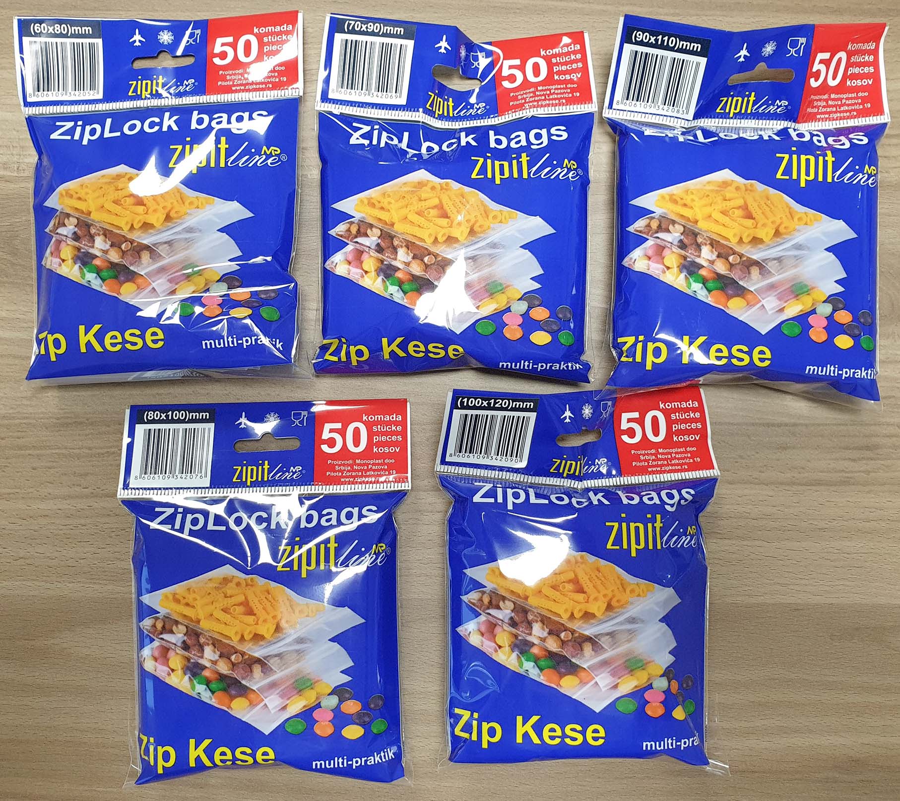Zip kese sa jednim Zip zatvaracem za maloprodaje
